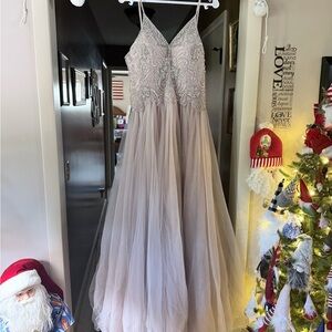 Elegant Beaded Gown with Tulle Skirt